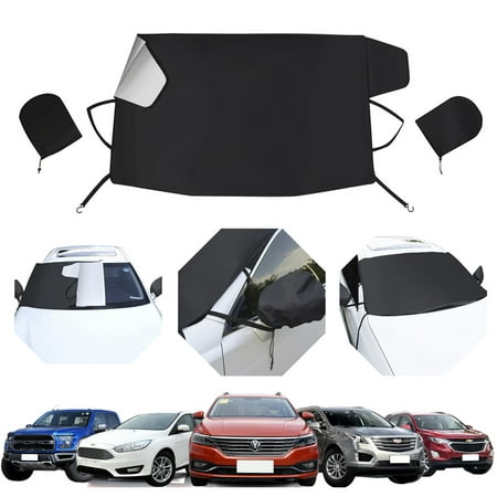 Frost Ice Windscreen Covers with Magnetic Edges Gintenco Car Windshield Snow Cover 4 Layers Thickness Snow Protector Covers with Side Mirrors Cover Easy to Use for Car SUV CRV Trucks 